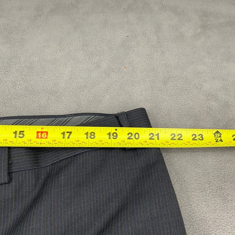 Calvin Klein Mens Charcoal Grey Blue Pinstripe Dress Pants 41x29 Flat Front